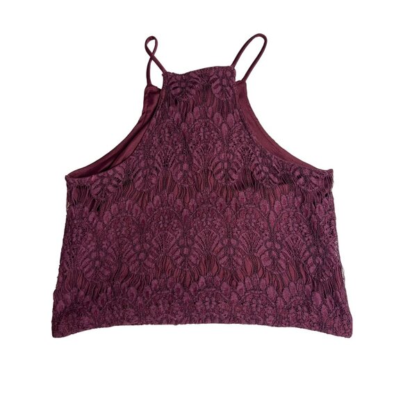 kendall kylie small wine thin strap sleeveless floral lace crop top Dd541 - Picture 5 of 10
